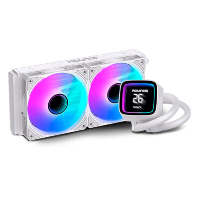 WaterCooler Round5 Boreah White 240mm Branco ARGB c/ Visor de Temperatura