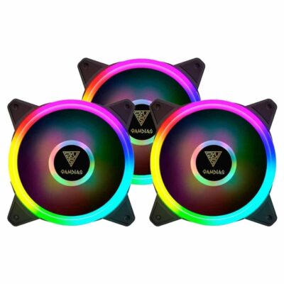 Kit 3 Cooler Fan Gamdias M2-1203 Lite Preto 120mm ARGB