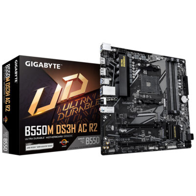 Placa Mãe Gigabyte B550M DS3H AC R2 AMD AM4 DDR4 mATX