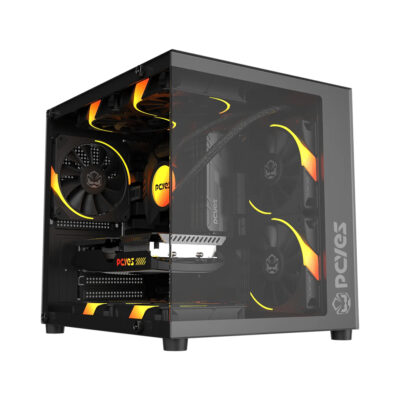 Gabinete PCYES Forcefield Mini Black Vulcan Aquário mATX