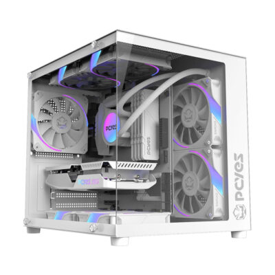 Gabinete PCYES Forcefield Mini White Ghost Aquário mATX
