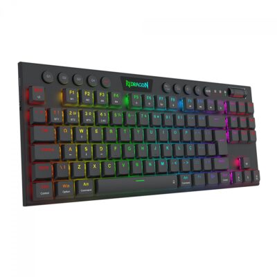 Teclado Gamer Mecânico Sem Fio Redragon Horus Pro TKL K621RGB-PRO USB/Bluetooth Preto Switch Brown LED RGB