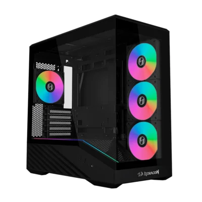 Gabinete Lian Li Redragon V100R Mini Preto Aquário mATX c/ 4 Coolers ARGB